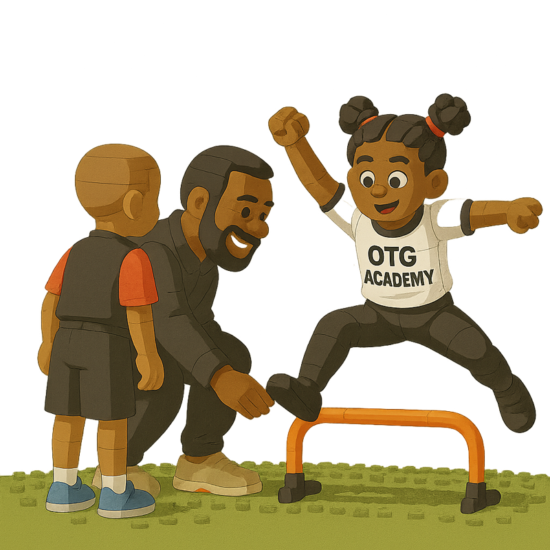 Young football player jumping during training